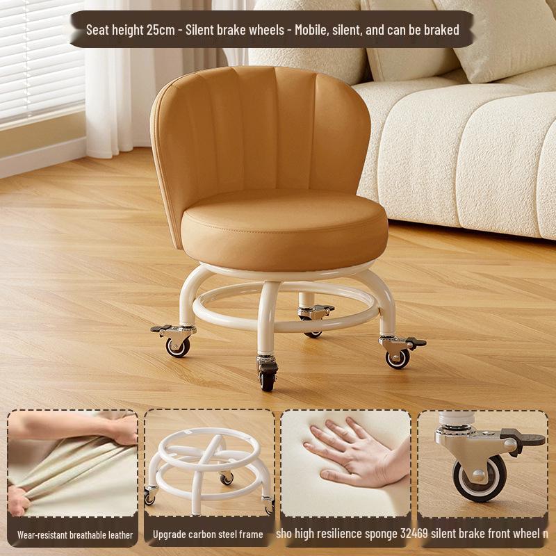 Children's Rotating Stool with Backrest and Silent Wheels