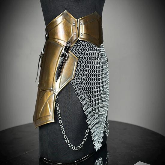 Brave Lady Armor, Medieval Knight Tassets Armor with Chainmail, Female Costume, Cosplay Armor, Larp Armor