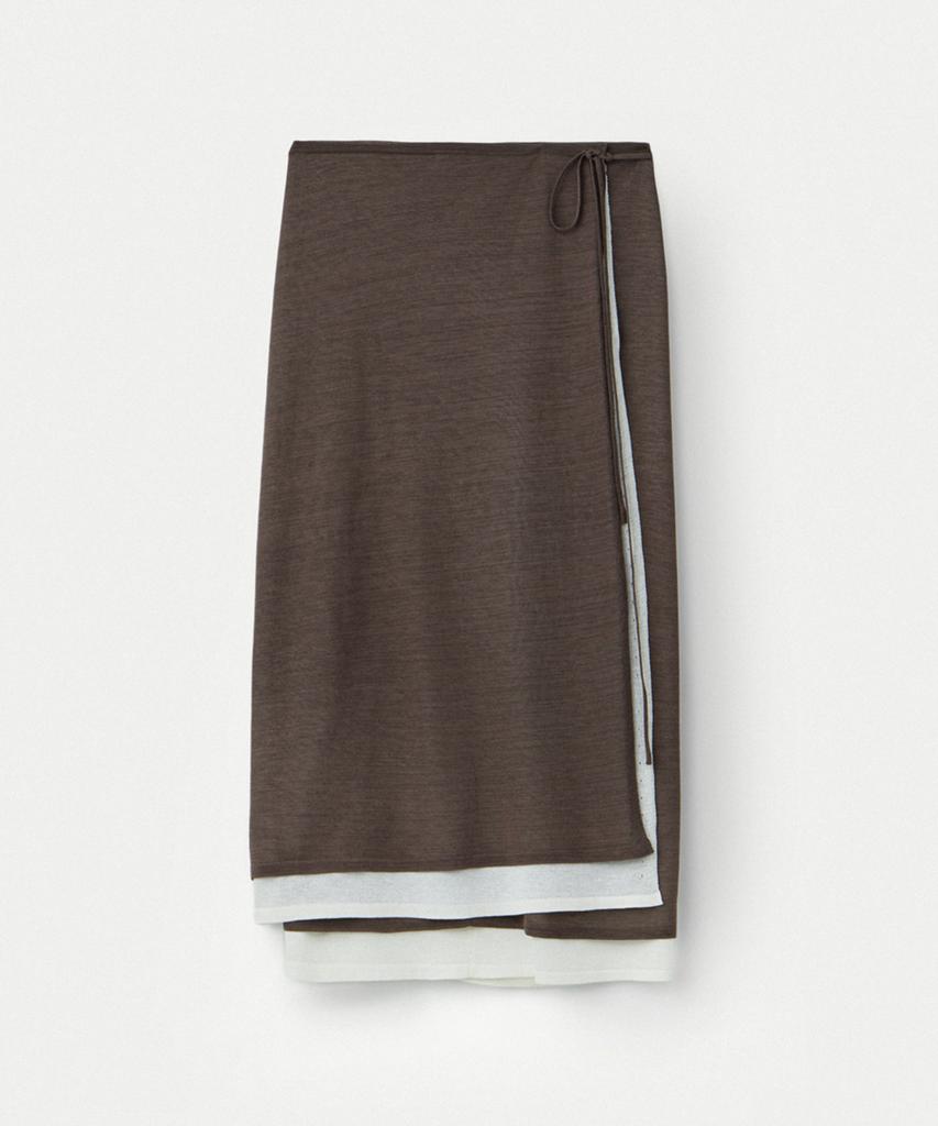 Umamung Fine Cotton Layered Wrap Skirt_Walnut