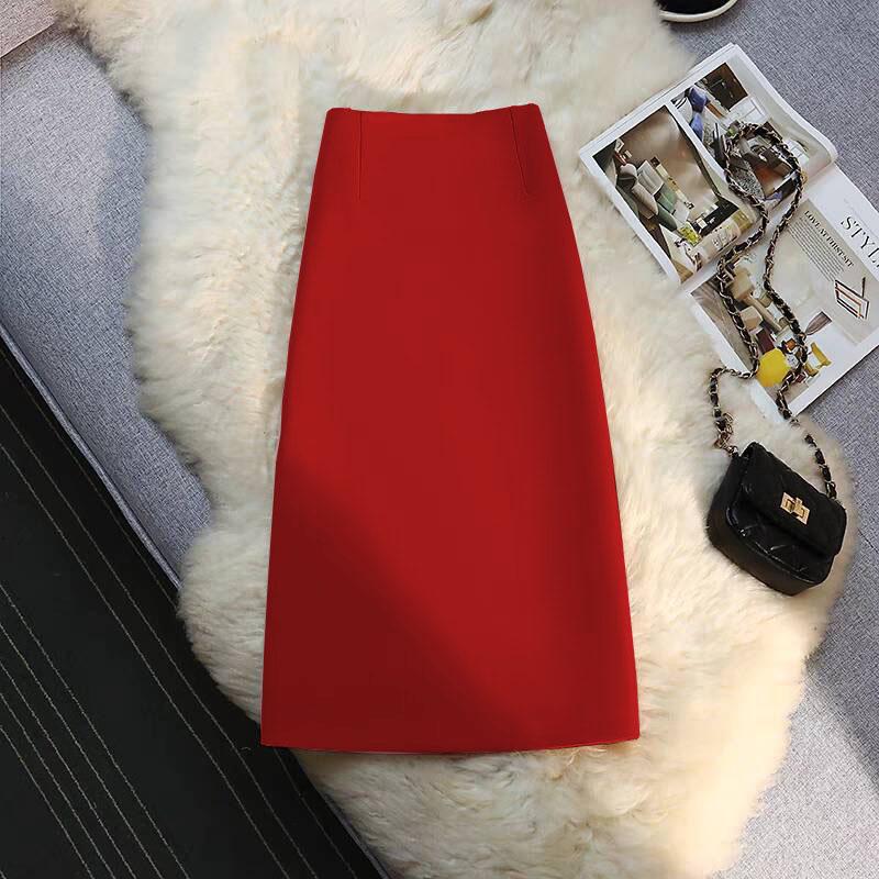 Kaki Hoge Taille A-lijn Midi Rok - Dames Lente/Herfst 2025 Collectie