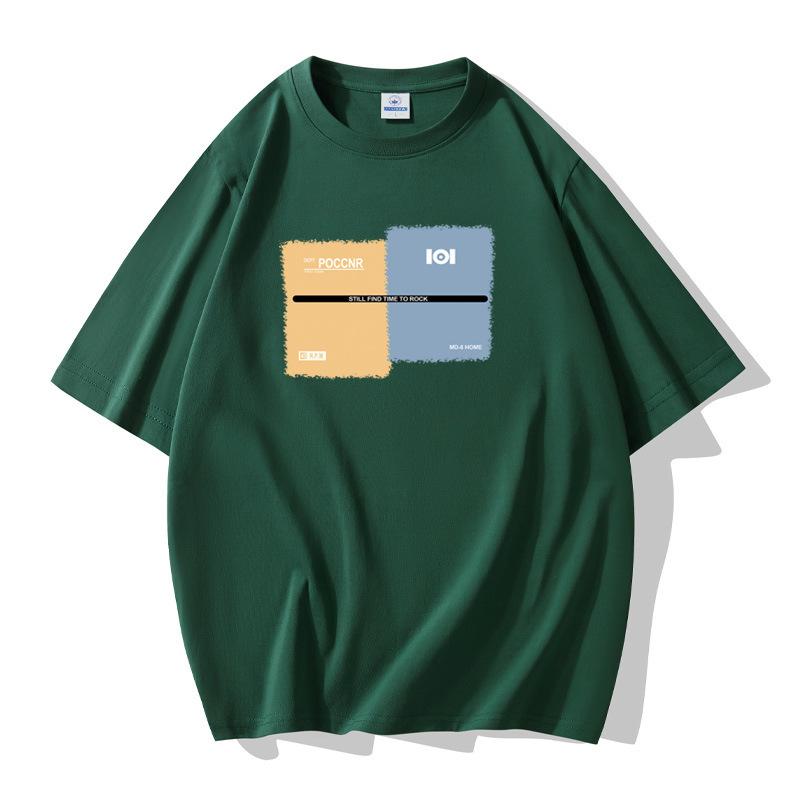 

Мужская хлопковая футболка с короткими рукавами, большой размер, свободная футболка S темно-зеленого