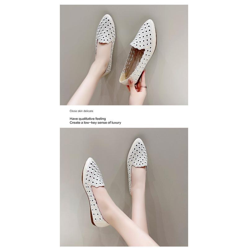 Retro Hollow Pointed Head Low Heel Fashion Casual One Foot Stirrups