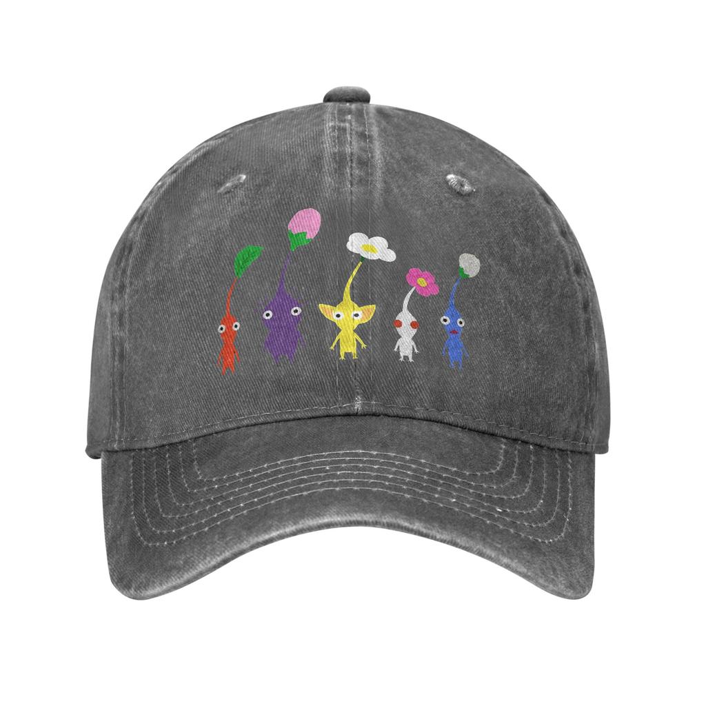 cute pikmin pattern blue Washed Denim Cap Casual Baseball Caps Adjustable Hat Summer Unisex Baseball Hats