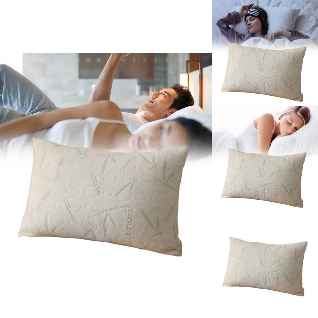 Memory Foam Luxury Pillow With Cool Silk Knit Cover For Adult Sleep Comfort