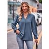 T-shirt Jacquard da Donna con Scollo a V, Maniche Lunghe Ampie e Maniche a Ombrello