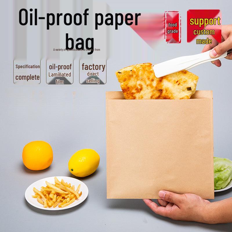 Oil-Proof Kraft Paper Food Bag for Pancakes, Roujiamo, Shaobing, and Barbecue Snacks