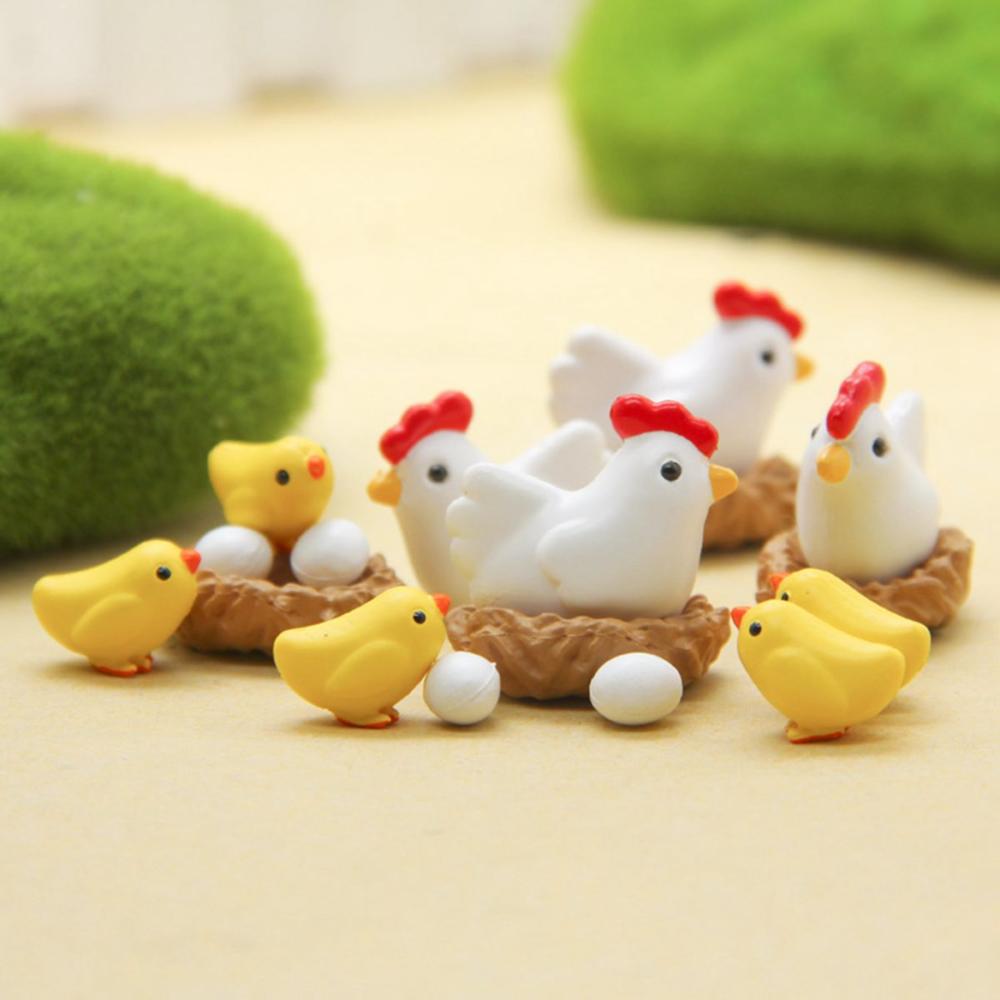 Lovely Cute Micro Landscape Mini Tiny Hen Chick Egg Henroost Figurine Decoration Ornament Miniature