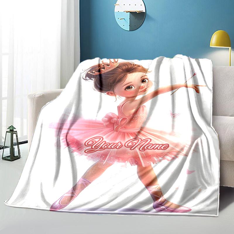 1PC Custom Name Princess Pink Flannel blankets Patterns Throw Blanket All-Season Soft Gift for Couch, Bed, Camping gifts