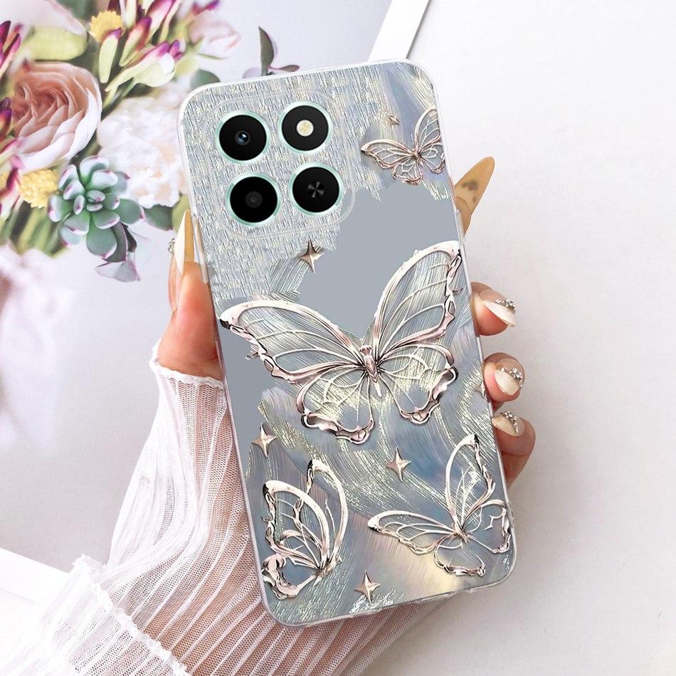For Honor X6C Cute Flower Butterfly Cat Painted Case HonorX6c X 6C 4G NIC-LX1 LX2 LX3 Soft Silicone TPU Phone Cases