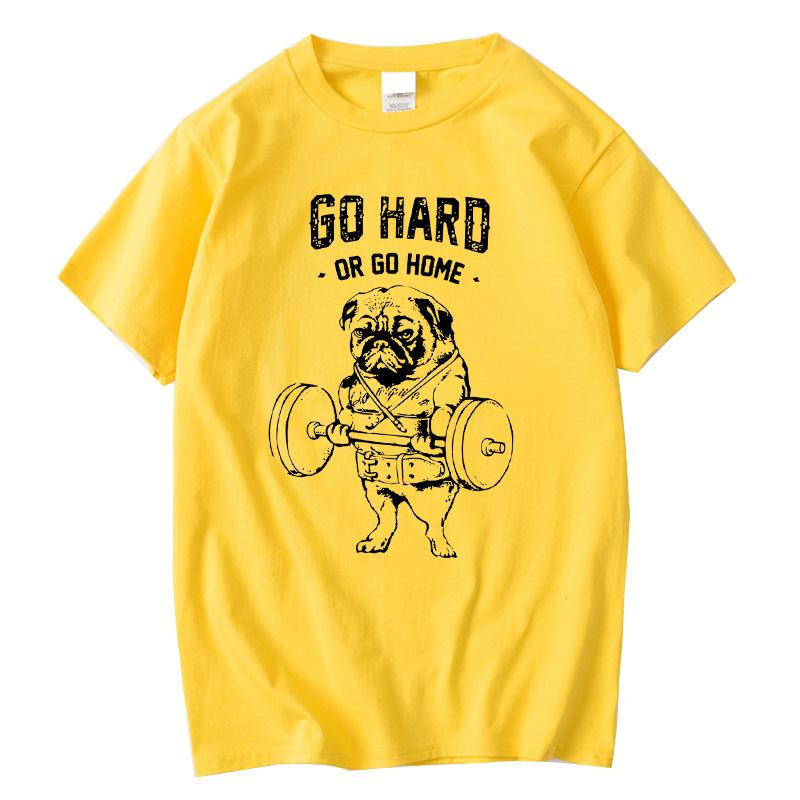 100% Baumwolle Lässiges Mopsleben Herren T-Shirts Mode Nach Hause Gehen Oder Vollgas Geben Herren T-Shirt Oberteile Herren Lockerer Herren T-Shirt Lässiges Sommer