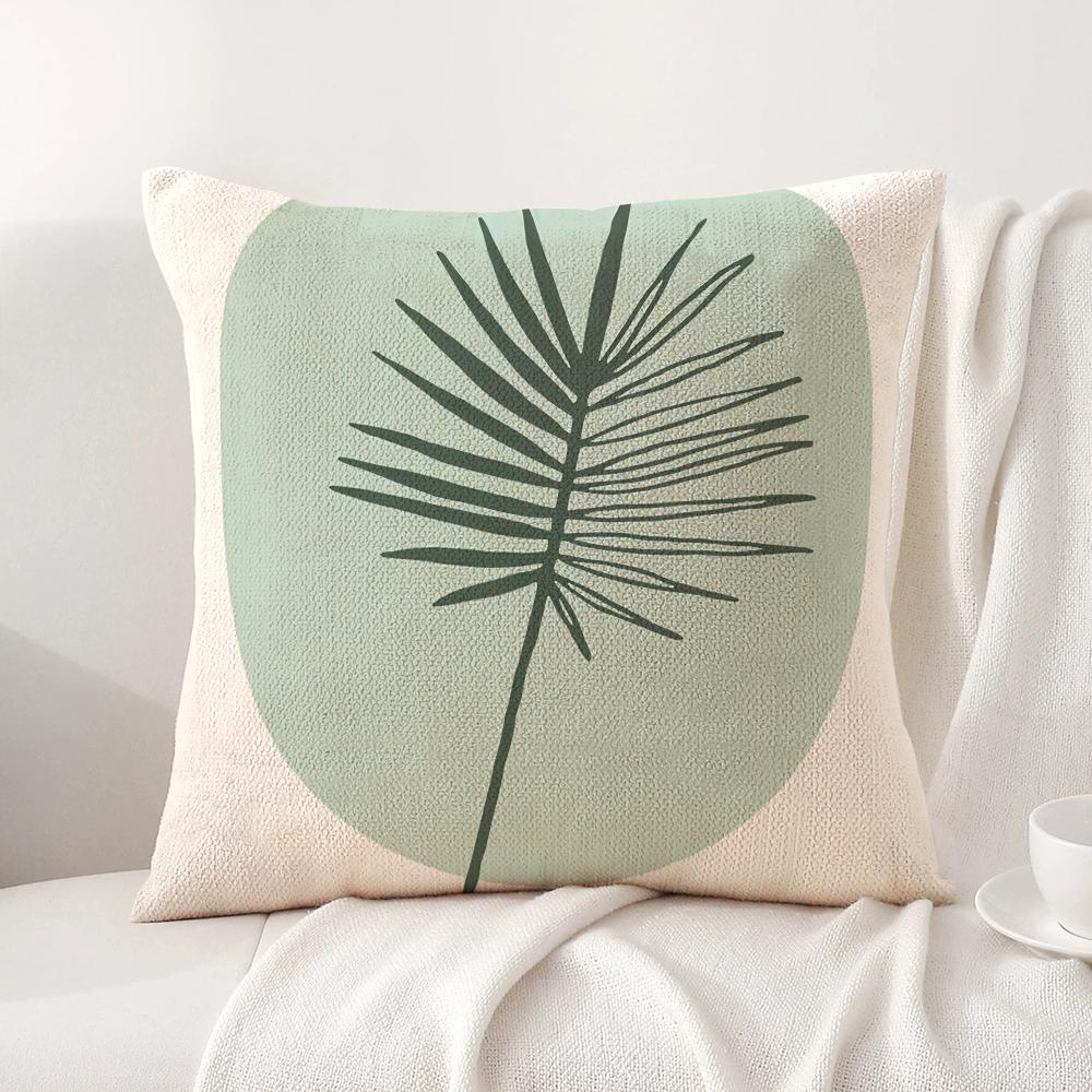 Minimalist Plants Cushion Cover Natural Linen Organic Fabric DoubleSided Printing Sofa Home Decor Gift Pillow Cover