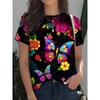 Fashion Women's Crew Neck Short Sleeve 3D Animal Color Printing Animal Short Sleeve Crew Neck T-Shirt