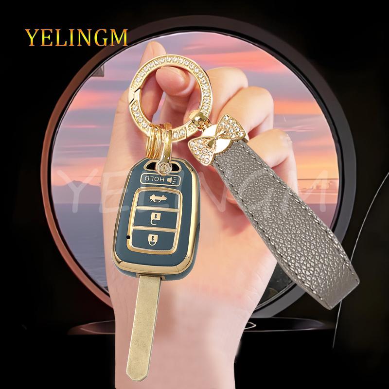 4 Button Shell Fob For Honda Accord Civic Crv Jazz Hr-V Hrv 2013 2014 Car Remote Key Cover Case Keychain Accessories