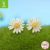 Spring Cream Green Daisy Stud Earrings For Women, Fresh And Sweet S925 Sterling Silver Temperament Earrings Earrings