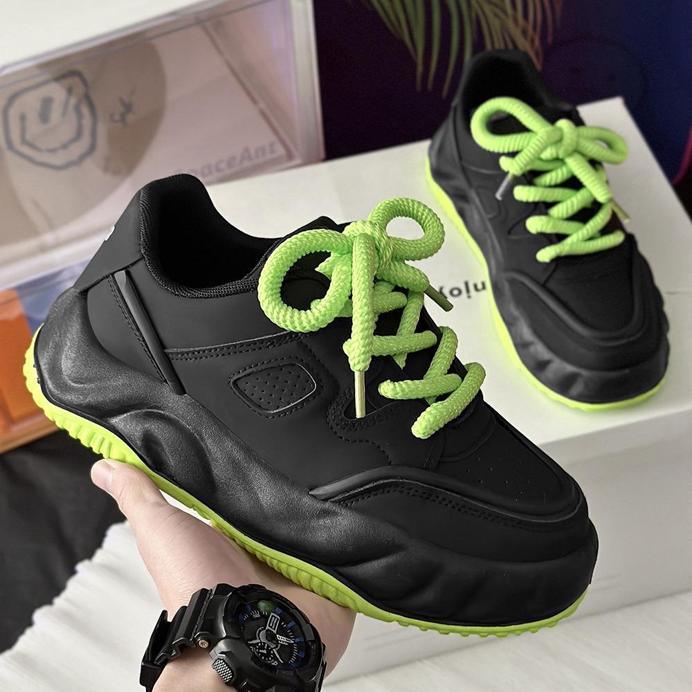 Chunky Sneaker Men Designer Board Shoe Fashion Casual Microfiber Leather Breathable Height Increased Flat Platform Running Shoes