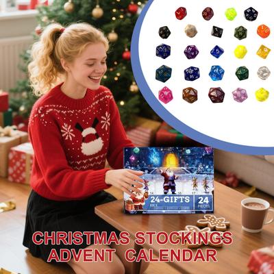 Christmas Countdown Calendar 24-Day Assorted Advent Countdown Calendar Including Dice Set For Family Men Teens Adults Girls