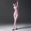 Sexy Women 120D Tights Hooded Mask Elastic Bodysuit Sheer See Through Rompers Glove Jumpsuits Cosplay Maid Leotard