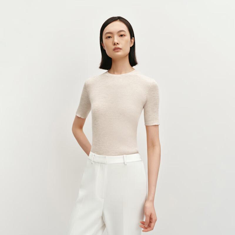 OVV Washable Merino Wool Seamless Short-Sleeve Knit Top S