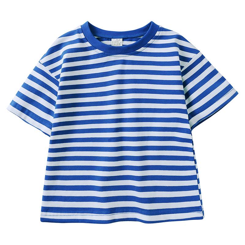 Kids' Summer Striped Cotton T-Shirt - Short Sleeve Korean Style