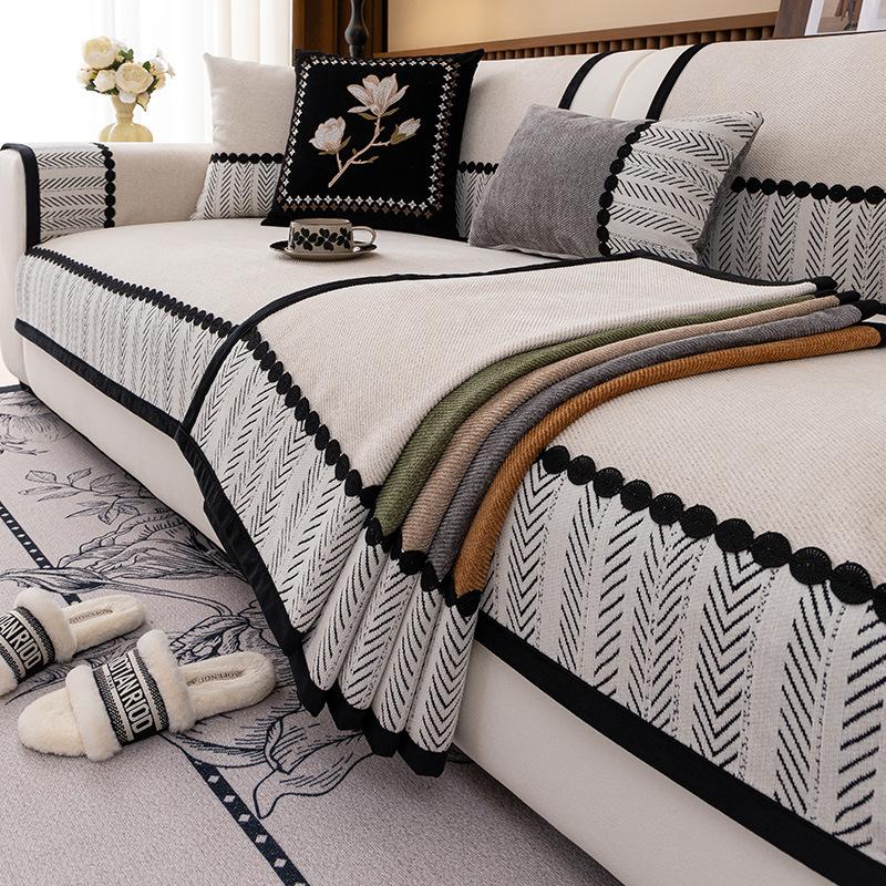 Premium Sense Medieval Sofa Cushion  New Four-Season Universal Chenille Seat Cushion Fixed Non-Slip Cover Cover Cloth