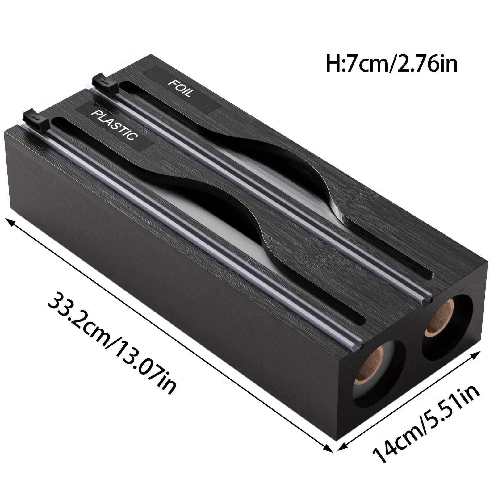 

1pc 2-in-1 Bamboo Wrap Dispenser with Cutter and Labels, Cut Plastic Wrap,tin FoilMulti-Compartment Kitchen Organizer for Wraps, Slices, and Wraps