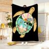 Illustration S-Summer Beach Vibes Throw Lightweight 240g Flannel Blanket Soft Skin-friendly for Summer Cooling