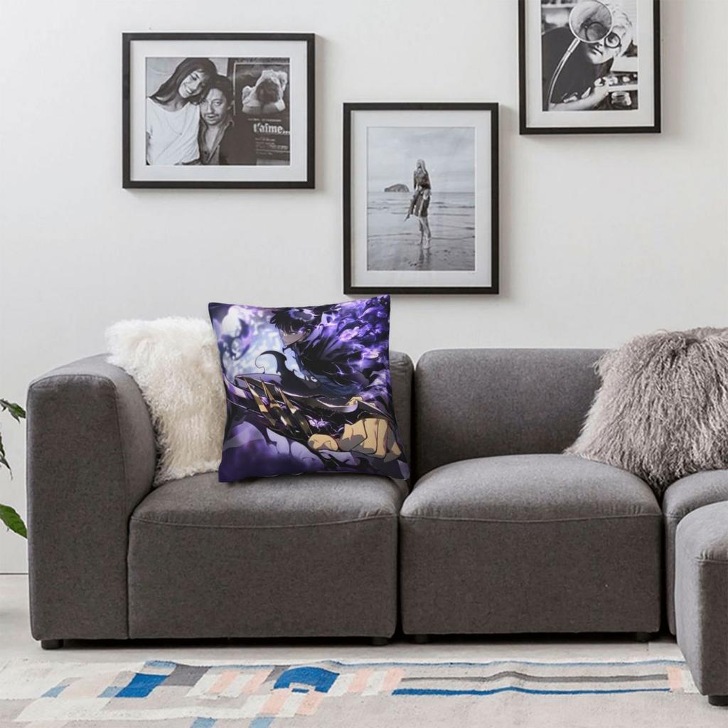 Anime Solo Leveling Pillowcase Printed Fabric Cushion Cover Decoration Throw Pillow Case Cover Seat Square 40X40cm