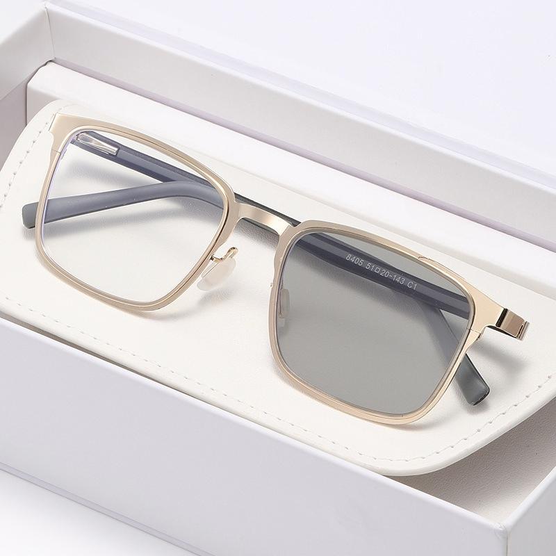 High Definition Photochromic Myopia Glasses Square Full-Frame Business Ultra-Lightweight Eyewear Minus Diopter 0 To -4.0
