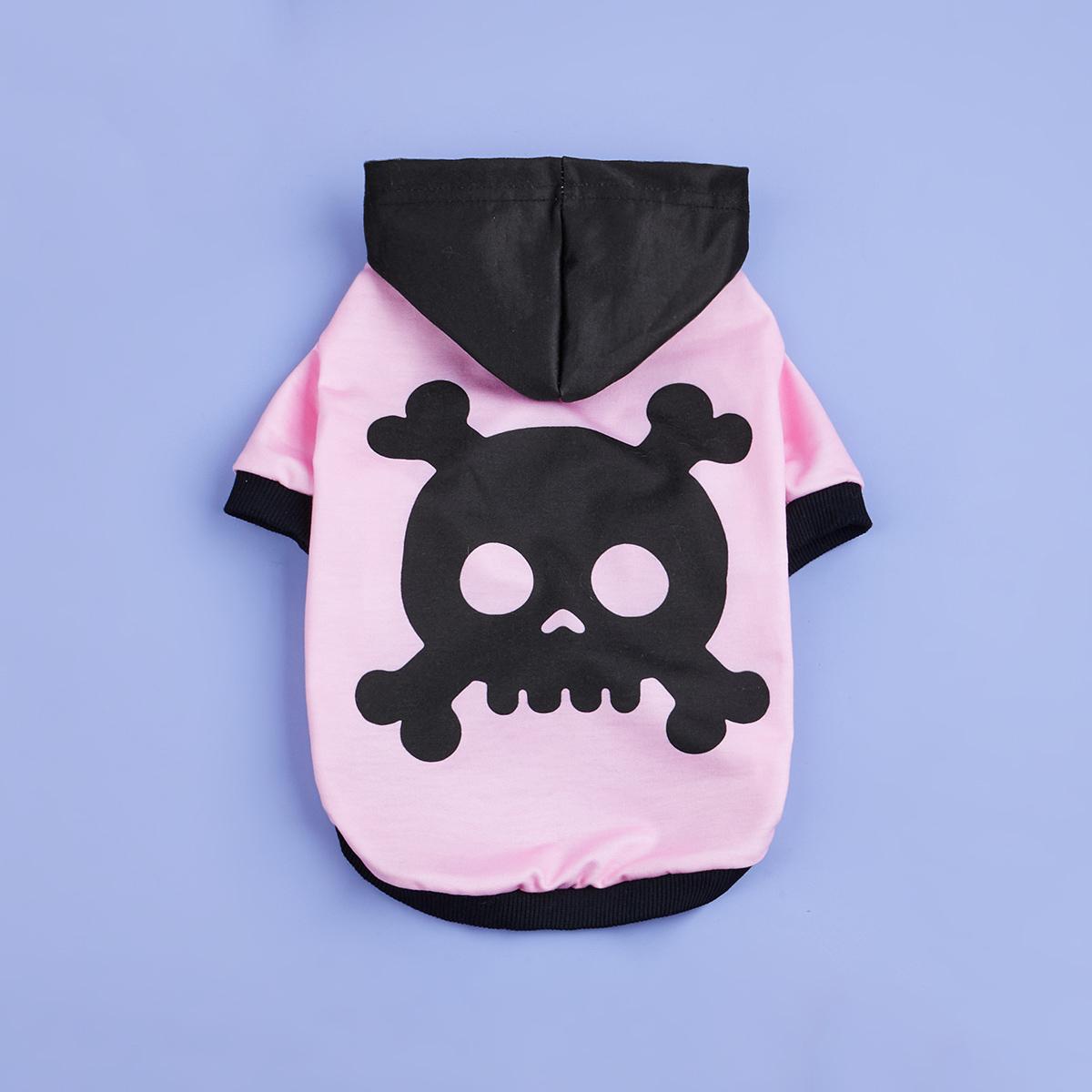 

Dog Hoodie Halloween Pink Shirts Clothes Dog Doggy Cute Skull and Bone Pattern Dog Clothes Dog Sweatshirts Apparel Pet Turtlene XS（old）
