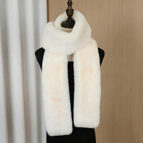 Imitation Rabbit Fur Scarf Solid Color Versatile Design Thickened Warm Scarf Cold Weather Fashion Accessories