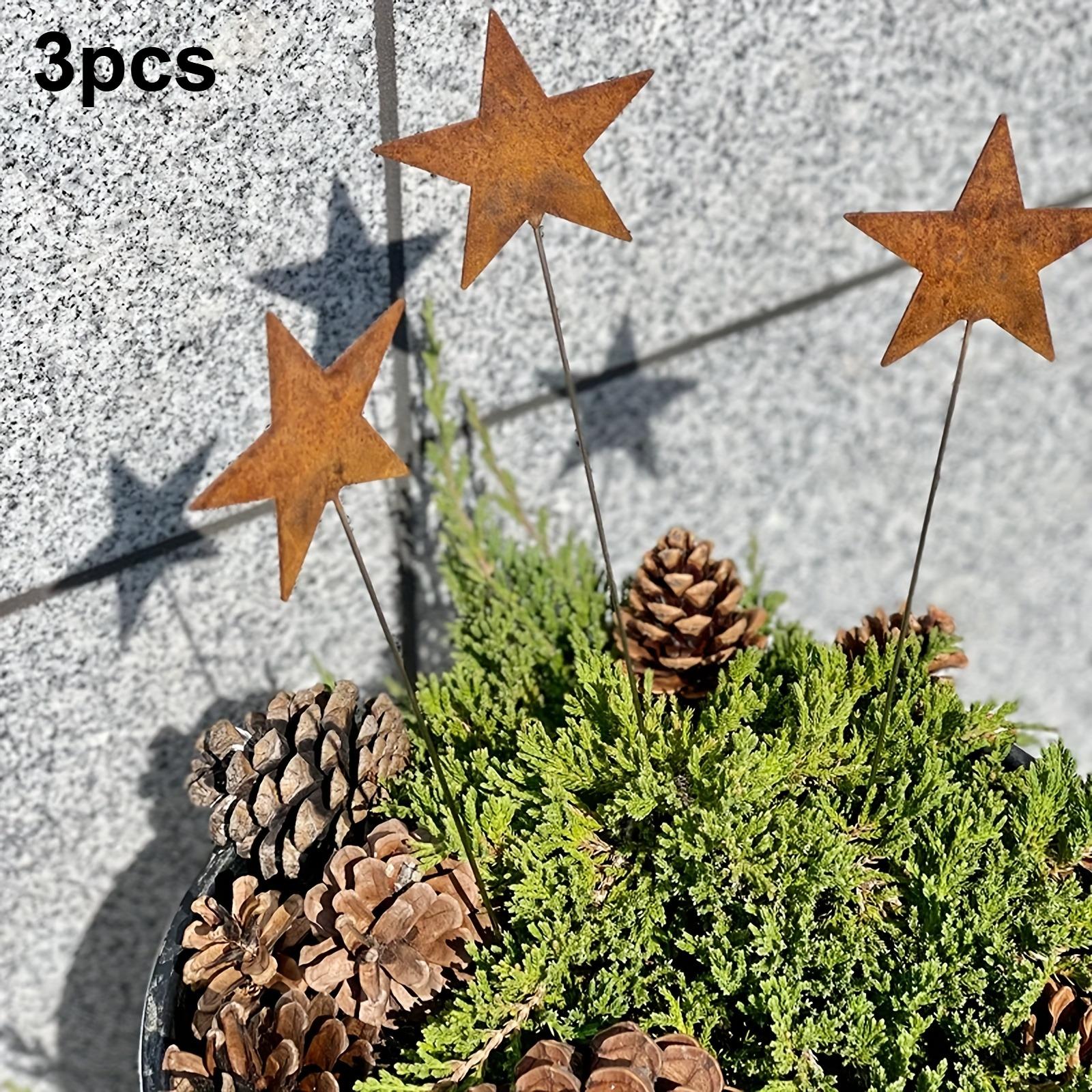 

3pcs Rustic Metal Star Plant Decorative Garden Stakes Yard Planter Decoration Home Outdoor Garden Iron Silhouette Metal Crafts