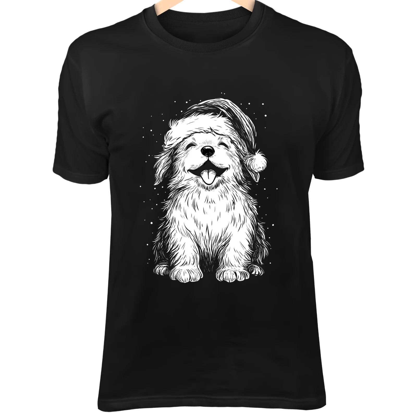 Christmas Dog Line Art - Cute Minimalist Cartoon with Santa Hat & Holiday Cheer XL