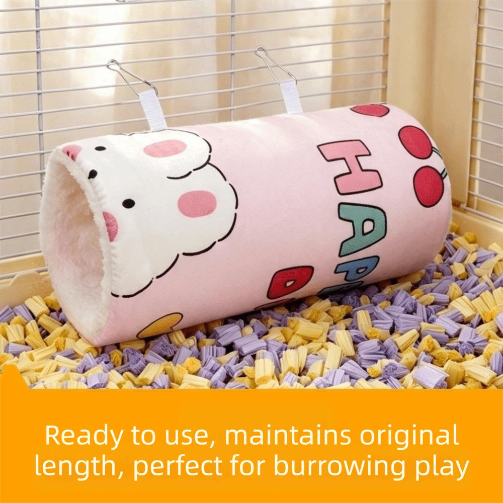 Cartoon Pattern Hamster Plush Tunnel Thickened Pet Play Tunnel for Guinea Pig Mice