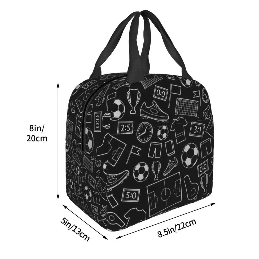 Soccer Football Element Sport Pattern Insulated Lunch Bag for Women Kids Leakproof Food Boxes Thermal Lunch Box Tote
