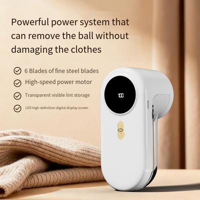 Lint Remover for Clothes Fabric Shaver Digital Display Electric Pellet Fluff Remover USB Rechargeable Fuzz Fabric Shaver Sweater
