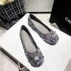 Fashion Women Flat Shoes Shallow Mouth Sparkling Sequin Bow Flat Shoes Temperament Single Shoe Women Flats Womens Shoes Fashion