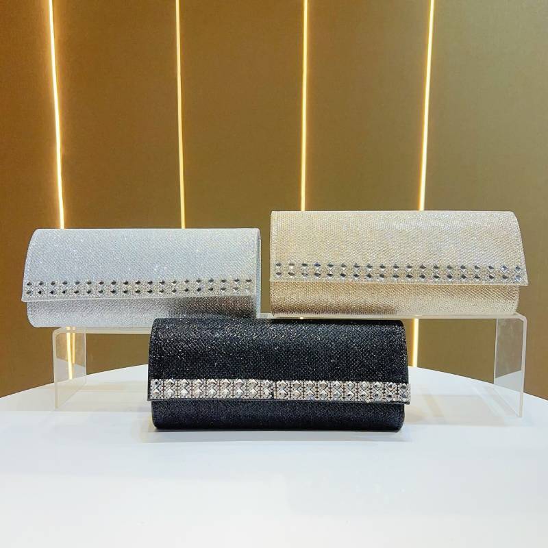 Fashion Glitter Clutch Bag With Rhinestone Embellishments For Evening Weddings And Formal Events
