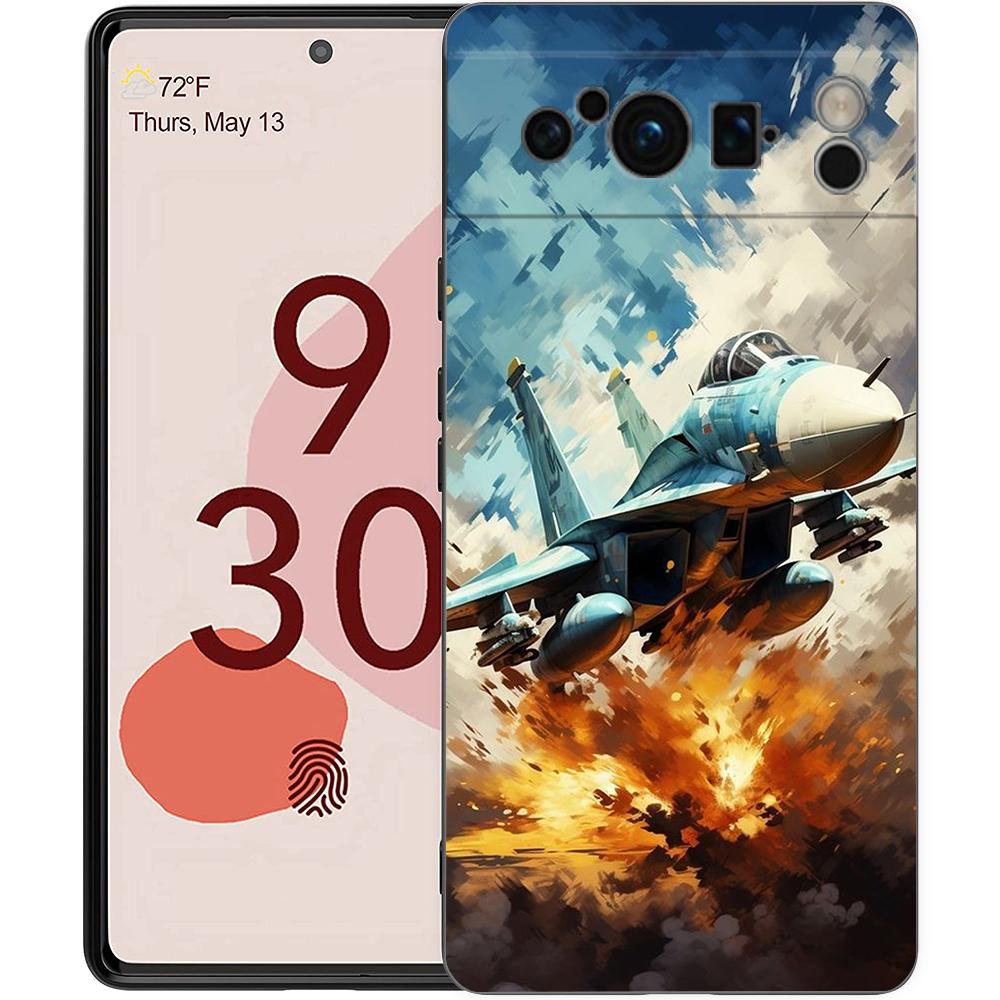 Fighter Planes Phone Case For Google Pixel 8 7 6 Pro 8A 6A 7A 5G Soft Silicone Shockproof TPU Black Cover Fundas