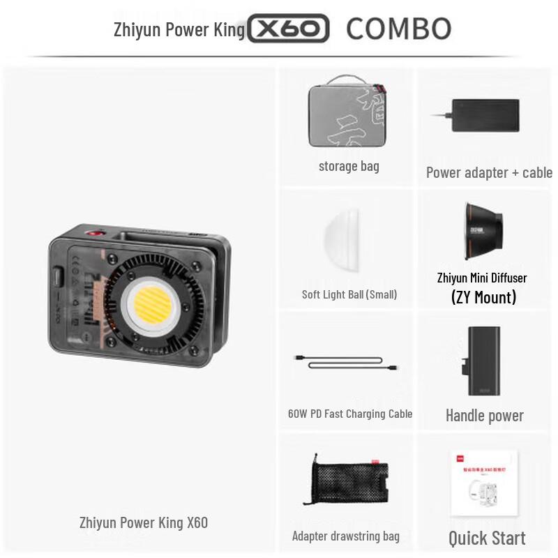 

Zhiyun X60 60W Professional Portable LED Video Light