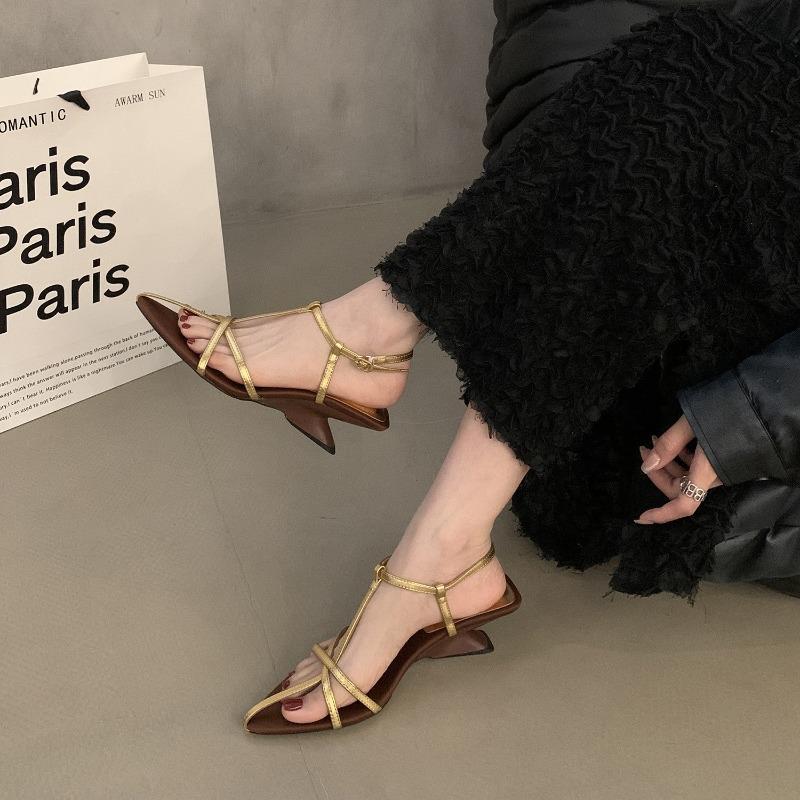 Platform Pointed-toe Sandals Fairy Shoes for Summer Elegant Style To Pair with Skirts Thin Straps Roman-style Shoes Devotion