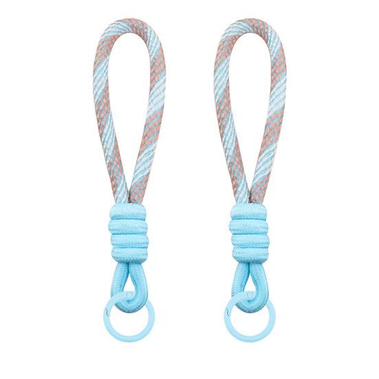 2Pcs Keychain Lanyard Two-Color Design Braided Rope Wrist Strap with Hanging Ring Keys Phone Bag Decor DIY Accessories