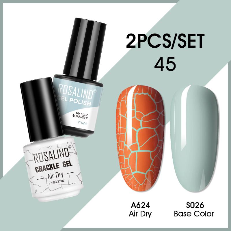 ROSALIND Cracked Gel Nail and Polish Nail Gel Kit Nail Varnish Hybrid Crackle Manicure Art UV Gel Semi Permanent 2PCS
