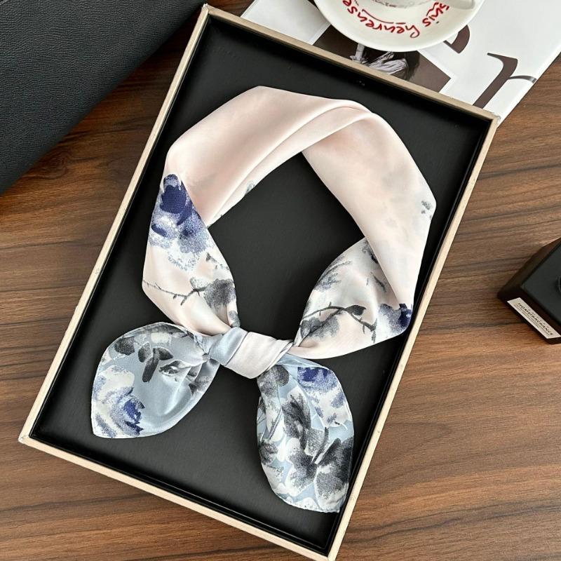 Polka Dot Silk Scarf Square Scarf High-end New Versatile Decorative Scarf Scarf Scarf Neck Cashew Flower Scarf Shawl Can Be Used As a Tube Top