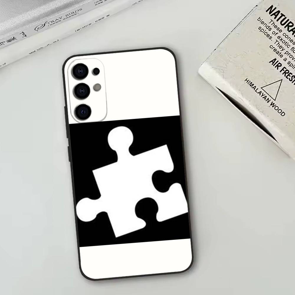 Creative puzzle Phone Case Black Silicone Soft For Samsung S25,S24,S21,S22,S23,S30,Ultra,S20,Plus,Fe,Lite
