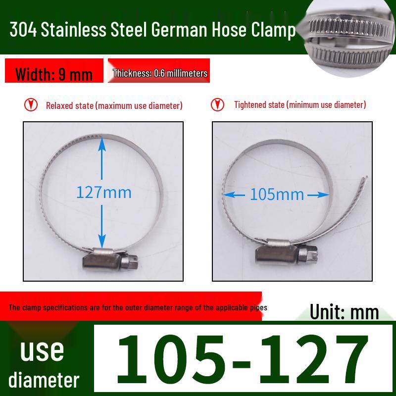 Expanded German-Style Quick-Release 304 Stainless Steel Hose Clamp