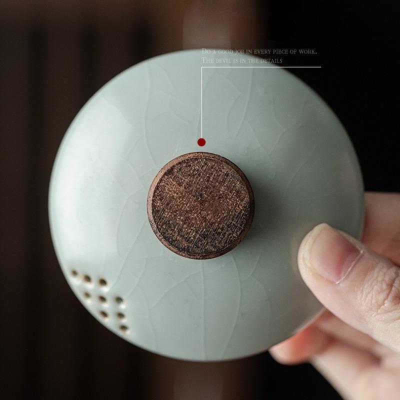 1 Set Of 4 Pcs Ceramic Travel Tea Set Include One Pot And Three Cups Outdoor Camping Portable Tea Set For Home Restaurant Hotel Office Tea Accessories