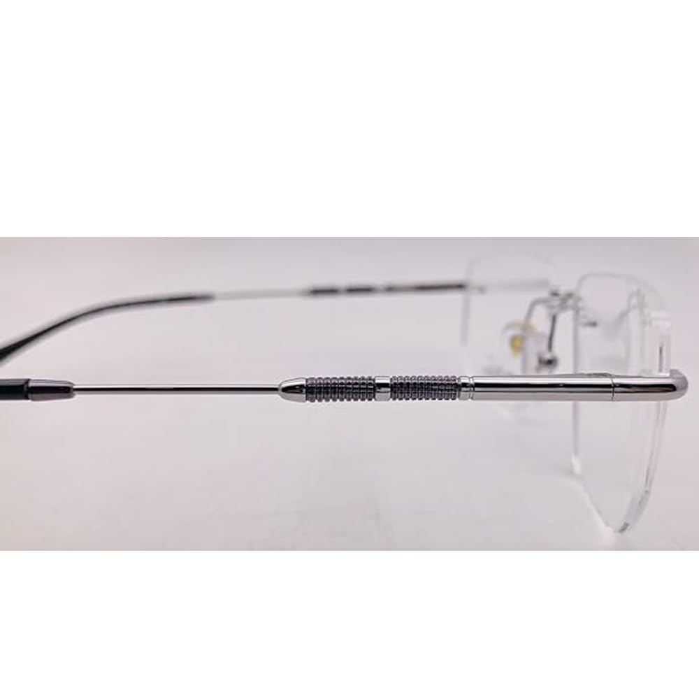 RSINC Rimless Metal Frame Eyeglass Spectacle Optical For Men And Women Modern  Silver Black 12920J 02 53-17-138 | IB -11 Blue OC Silver Black C2