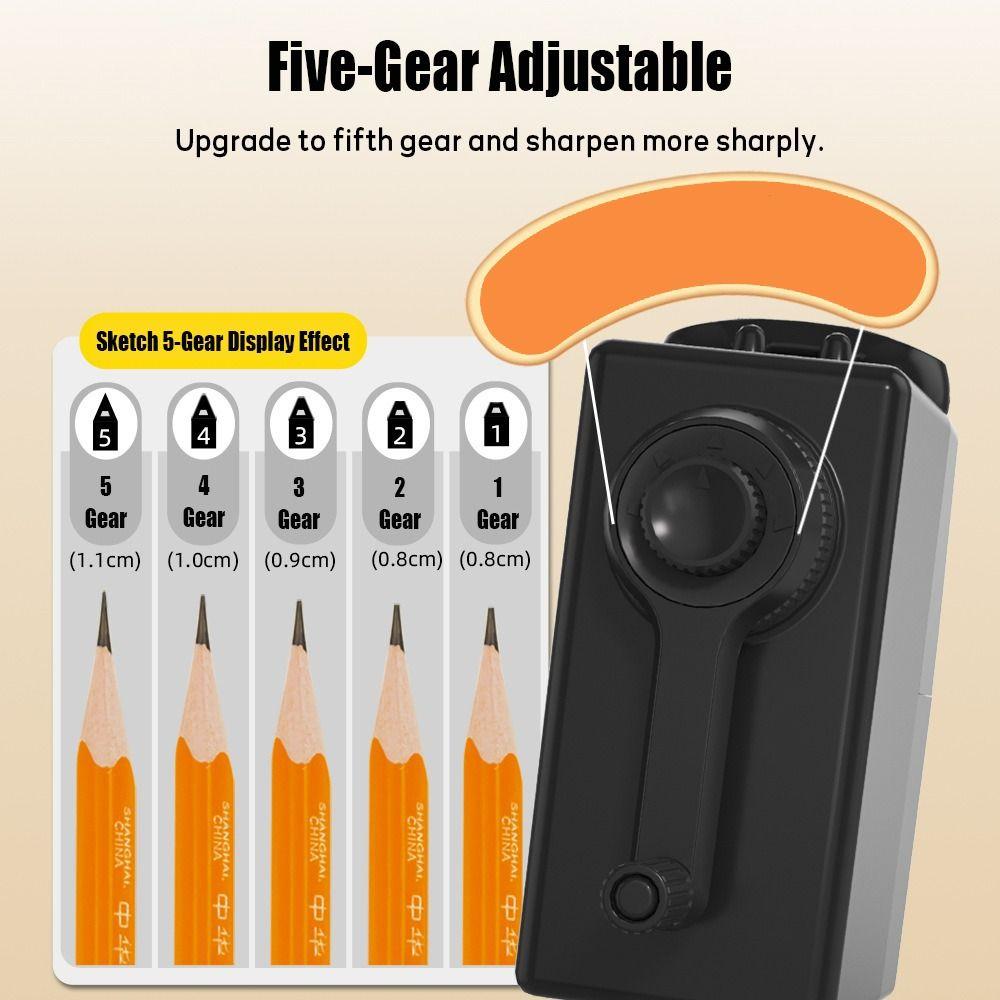 Large Caliber Pencil Sharpener Porous Hand Cranked Sketching Sharpener Five-Gear Adjustable Pencil Automatic Advance