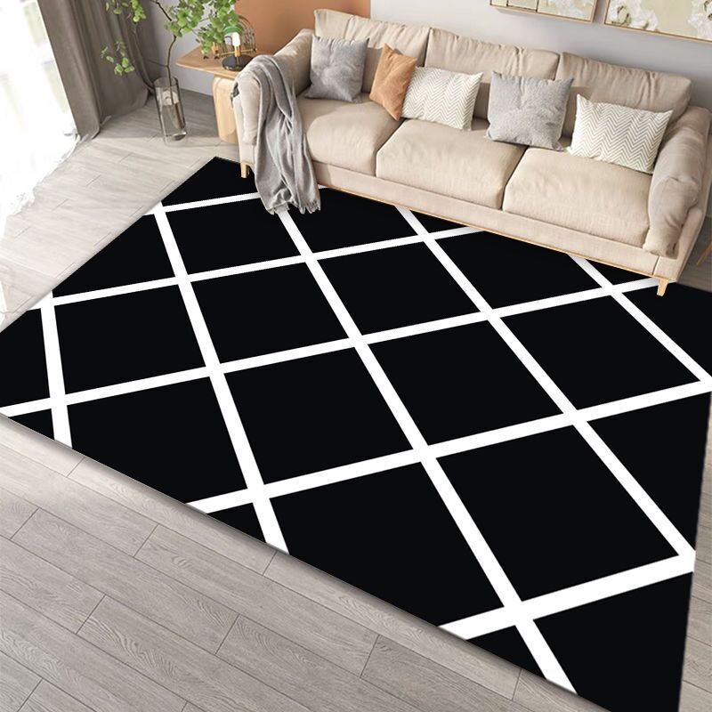 Modern Simple Black White Large Size Rugs for Living Room Light Luxury Sofa Area Carpet Soft Fluffy Bedroom Decor Anti-slip Mats
