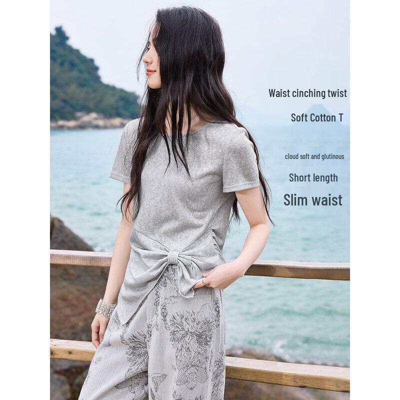 

XWI Cinched Irregular Pleated Slimming T-Shirt L